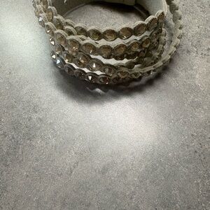 Swarovski Women's Gray Suede Wrap Bracelet with Crystal Accents